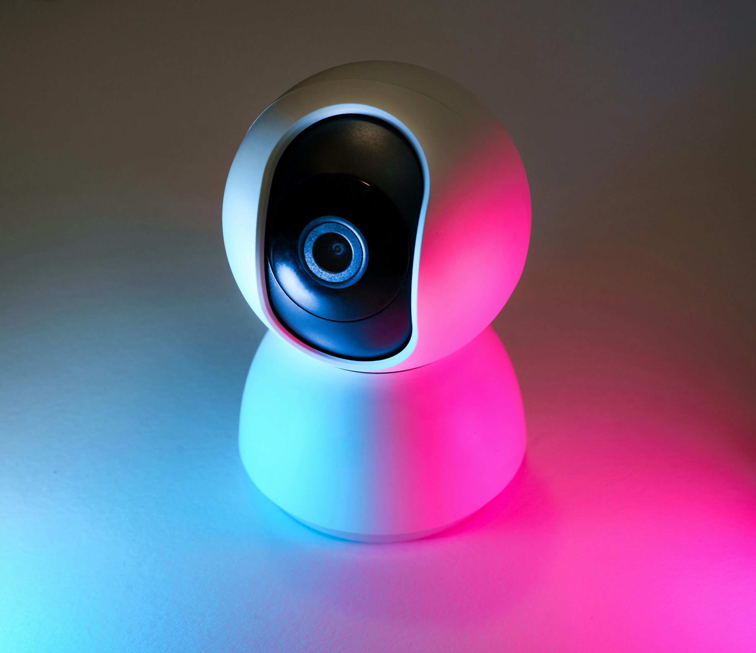 webcam security camera lens neon lights